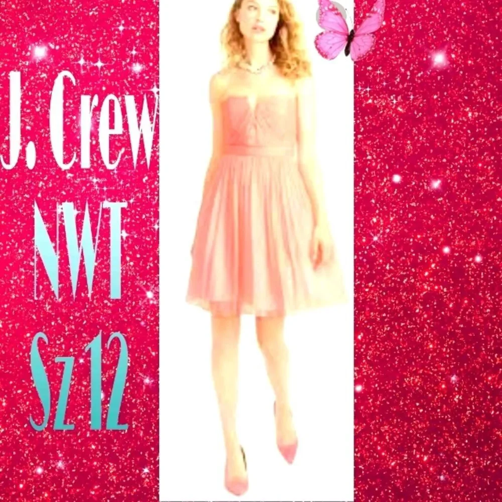 NWT J. Crew 100% Silk Pink Cocktail Mini 👗 Sz 12
